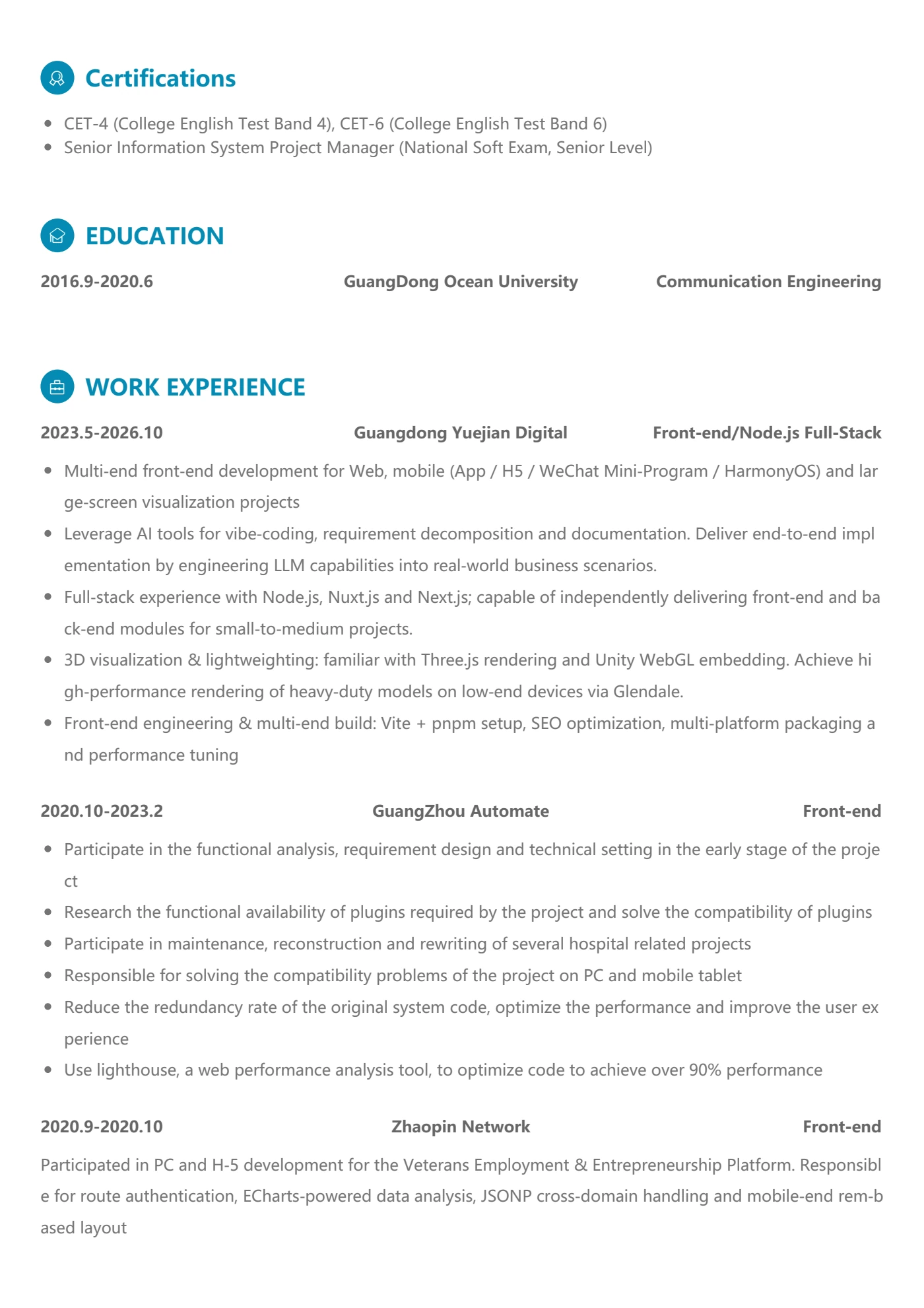English résumé page 2